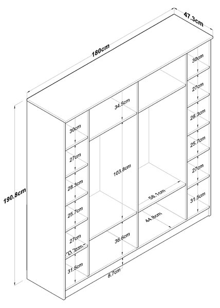 Kalune Design Šatníková skriňa BA 114 180 cm orech/biela