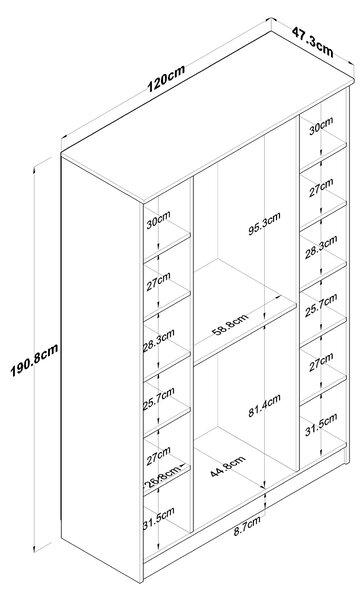 Kalune Design Šatníková skriňa BA 116 120 cm orech/biela