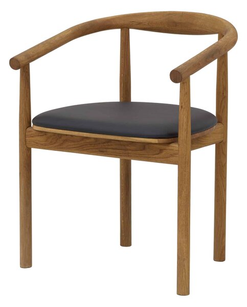 Drevená stolička s podrúčkami Pokojná čierna koženka