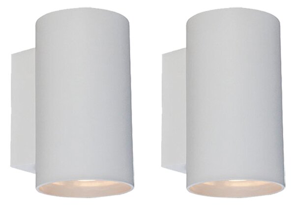Sada 2 moderných nástenných lámp guľatej bielej farby - Sandy