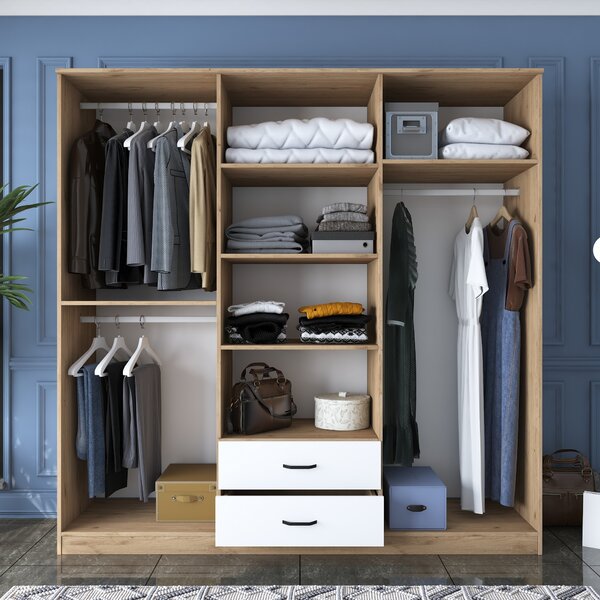 Kalune Design Šatníková skriňa BA 130 210 cm so zrkadlom orech/biela