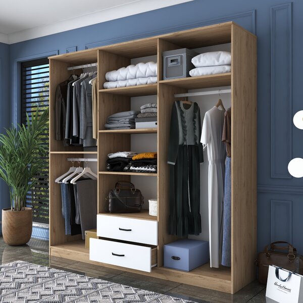 Kalune Design Šatníková skriňa BA 130 210 cm so zrkadlom orech/biela