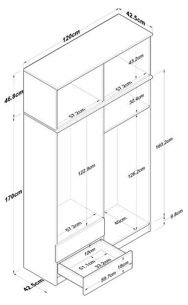 Kalune Design Šatníková skriňa BA 121 120 cm orech/biela