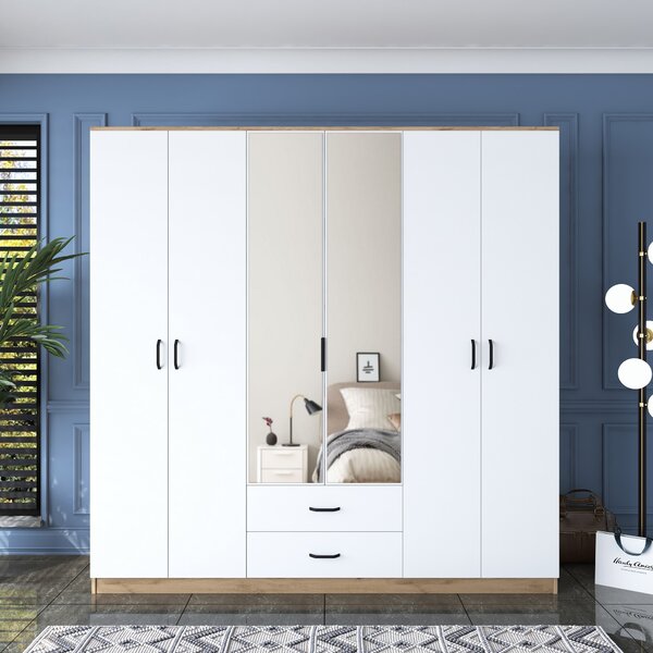 Kalune Design Šatníková skriňa BA 130 210 cm so zrkadlom orech/biela