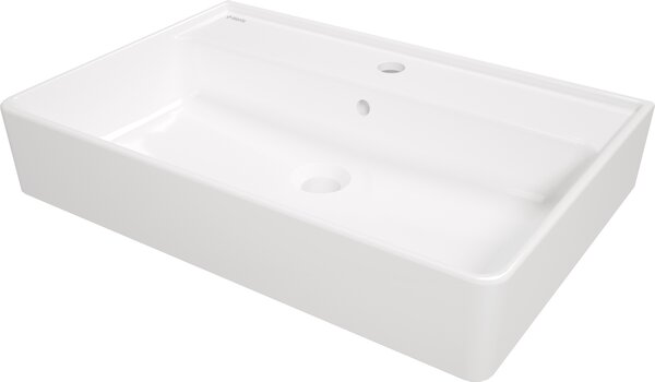 Deante Temisto, keramické umývadlo na dosku/závesné s poličkou pod batériu 610x410x112 mm, biela, CDT_6U7S