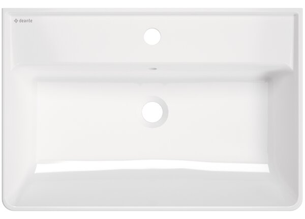 Deante Temisto, keramické umývadlo na dosku/závesné s poličkou pod batériu 610x410x112 mm, biela, CDT_6U7S
