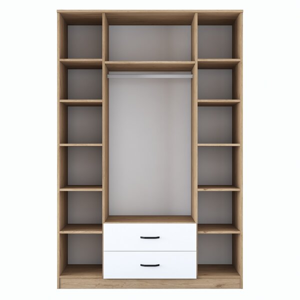 Kalune Design Šatníková skriňa BA 131 140 cm so zrkadlom orech/biela