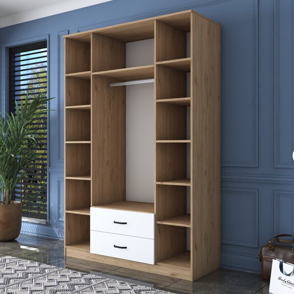 Kalune Design Šatníková skriňa BA 131 140 cm so zrkadlom orech/biela