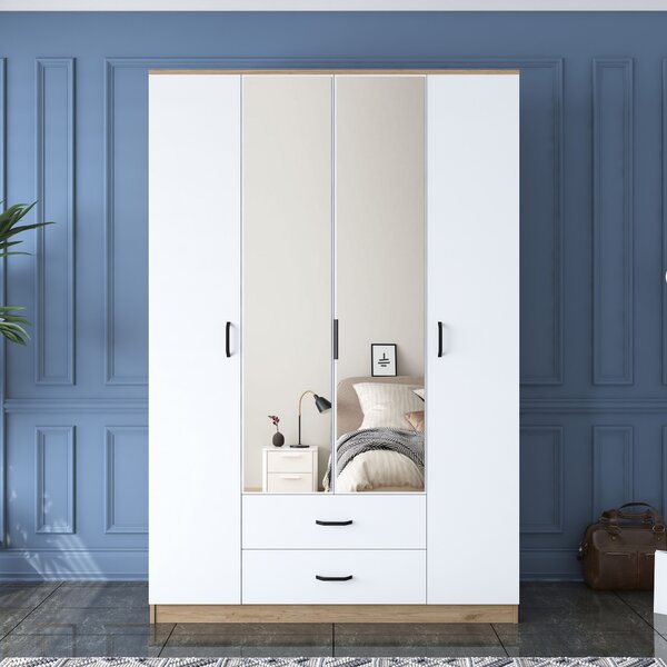 Kalune Design Šatníková skriňa BA 131 140 cm so zrkadlom orech/biela