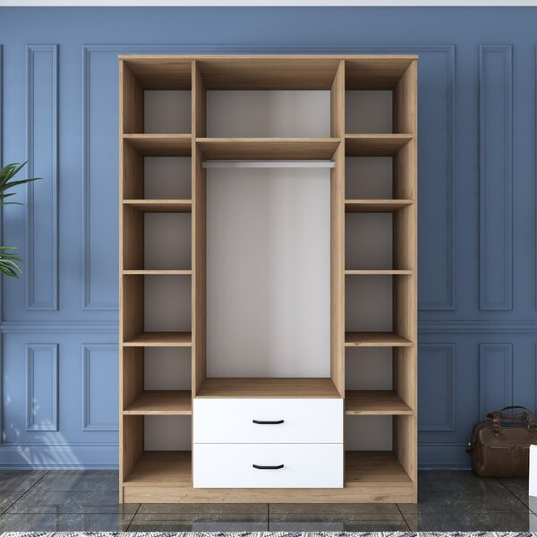 Kalune Design Šatníková skriňa BA 131 140 cm so zrkadlom orech/biela