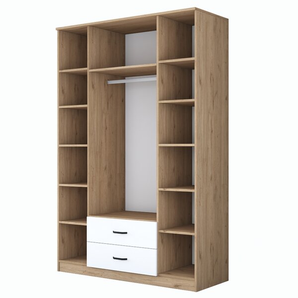 Kalune Design Šatníková skriňa BA 131 140 cm so zrkadlom orech/biela