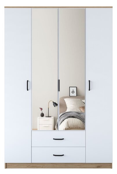Kalune Design Šatníková skriňa BA 131 140 cm so zrkadlom orech/biela