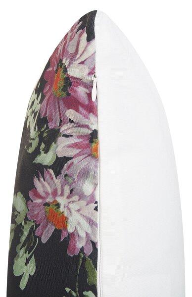 Dekoratívny vankúš s kvetinovým motívom ružovým na čiernom pozadí polyester 45 x 45 cm moderný dizajn
