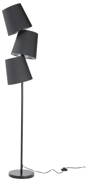 Stojaca lampa čierna kov polyester 164 cm 3 látkové tienidlá retro moderný štýl obývačka spálňa