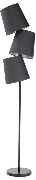Stojaca lampa čierna kov polyester 164 cm 3 látkové tienidlá retro moderný štýl obývačka spálňa
