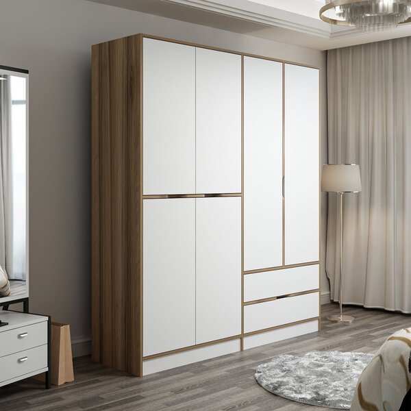 Kalune Design Šatníková skriňa Elina 180 cm biela/orech