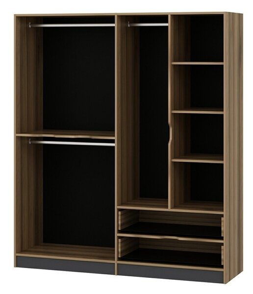Kalune Design Šatníková skriňa Elina 180 cm grafit/orech