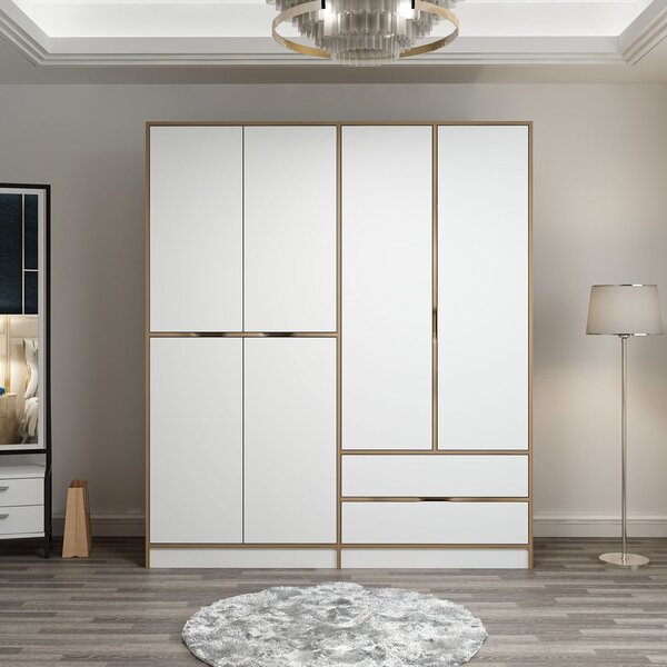 Kalune Design Šatníková skriňa Elina 180 cm biela/orech