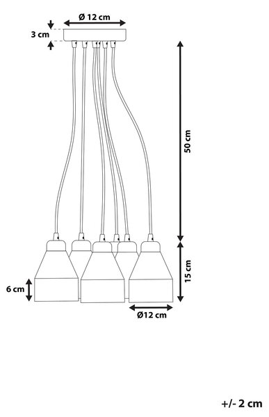 Závesná lampa čierny kov a svetlé drevo 6 tienidiel v tvare zvona moderné svietidlo