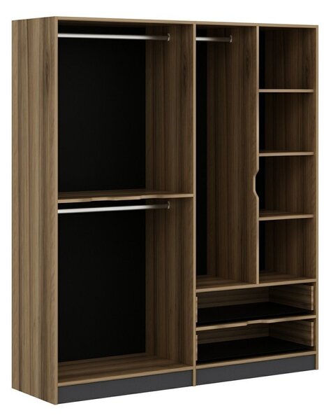 Kalune Design Šatníková skriňa Elina 180 cm grafit/orech