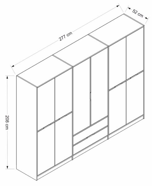 Kalune Design Šatníková skriňa Elina 270 cm biela/orech