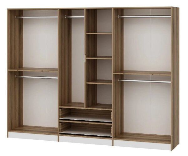 Kalune Design Šatníková skriňa Elina 270 cm biela/orech