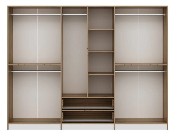 Kalune Design Šatníková skriňa Elina 270 cm biela/orech