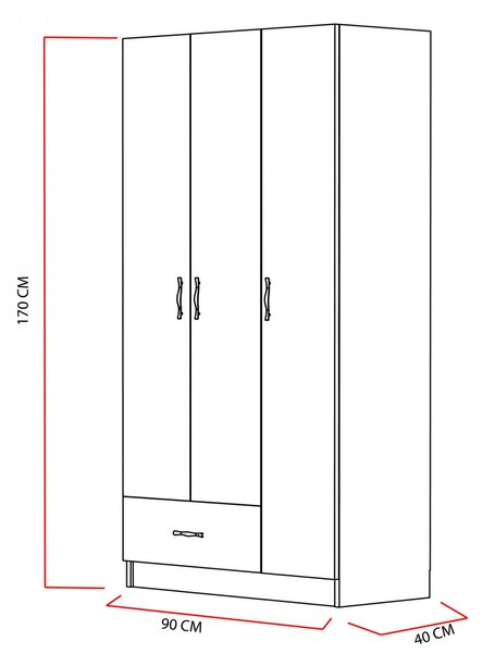 Hanah Home Šatníková skriňa Gabi 90 cm biela