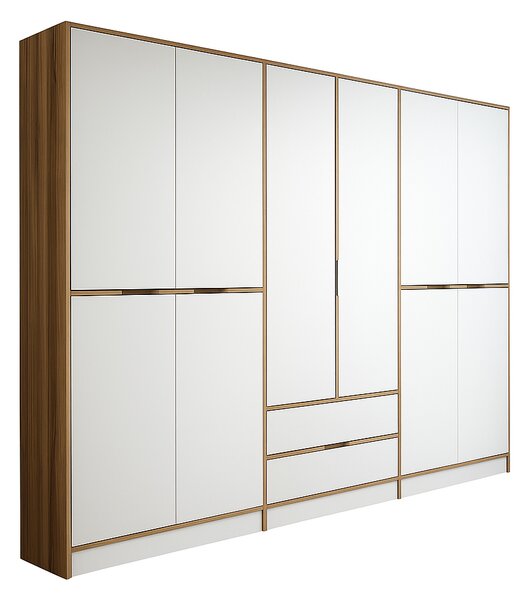 Kalune Design Šatníková skriňa Elina 270 cm biela/orech