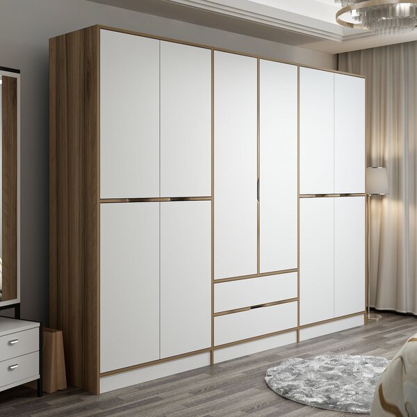 Kalune Design Šatníková skriňa Elina 270 cm biela/orech