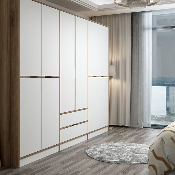 Kalune Design Šatníková skriňa Elina 270 cm biela/orech