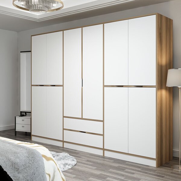 Kalune Design Šatníková skriňa Elina 270 cm biela/orech