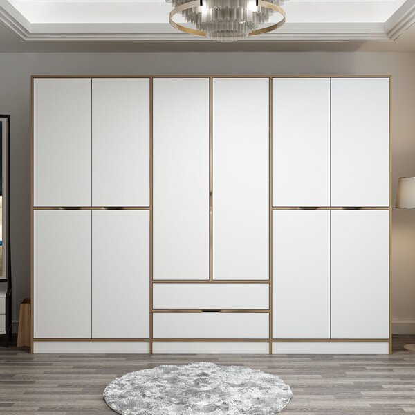 Kalune Design Šatníková skriňa Elina 270 cm biela/orech