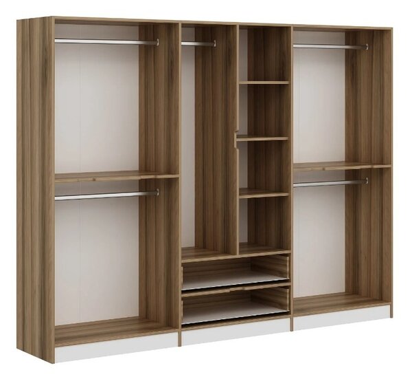 Kalune Design Šatníková skriňa Elina 270 cm biela/orech