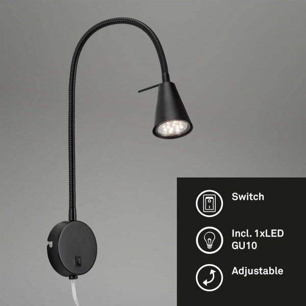 Briloner 2082-015 - LED nástenné svietidlo COMFORT LIGHT 1xGU10/5W/230V čierne