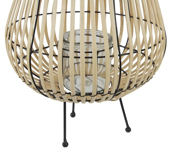 Drevený lampáš prírodný z vŕbového dreva 44 cm s držiakom na sviečku prírodná dekorácia