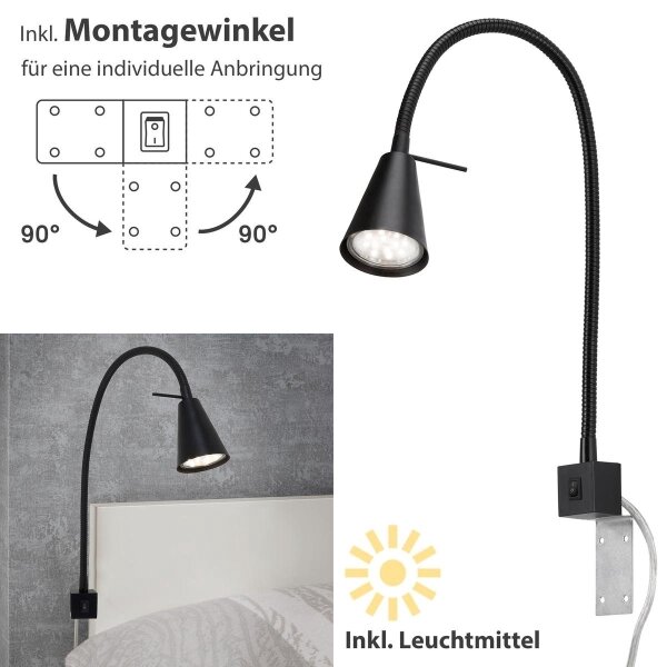 Briloner 2080-015 - LED nástenné svietidlo COMFORT LIGHT 1xGU10/5W/230V čierne