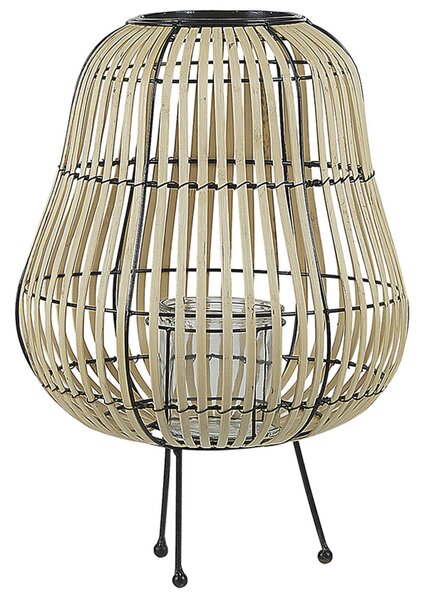 Drevený lampáš prírodný z vŕbového dreva 44 cm s držiakom na sviečku prírodná dekorácia