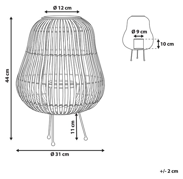 Drevený lampáš prírodný z vŕbového dreva 44 cm s držiakom na sviečku prírodná dekorácia
