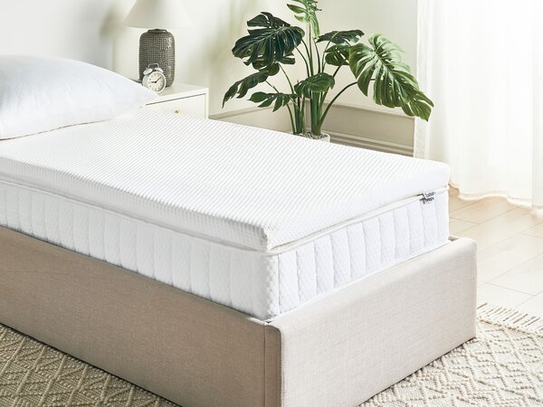 Vrchný matrac biela latex pena polyesterový poťah 90 x 200 cm topper podložka na posteľ spálňa