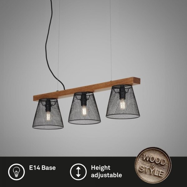 Briloner 4077-035 - Luster na lanku WOOD & STYLE 3xE14/25W/230V