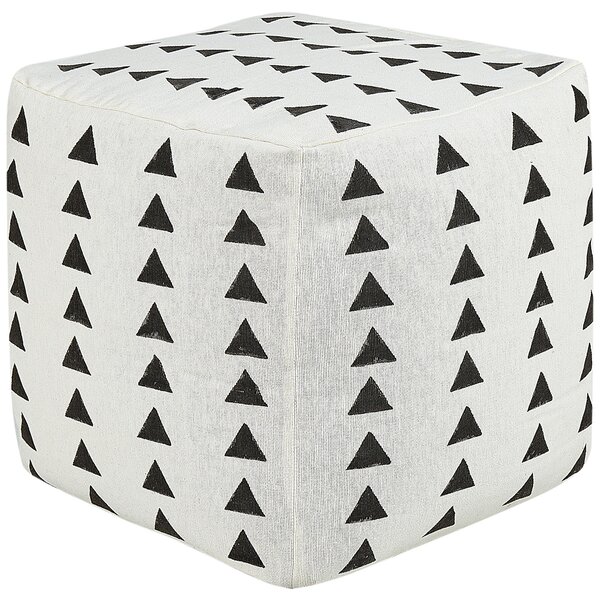 Taburet biela a čierna bavlna 45 x 45 cm geometrický vzor ručná výroba boho moderný štýl obývacia izba spálňa