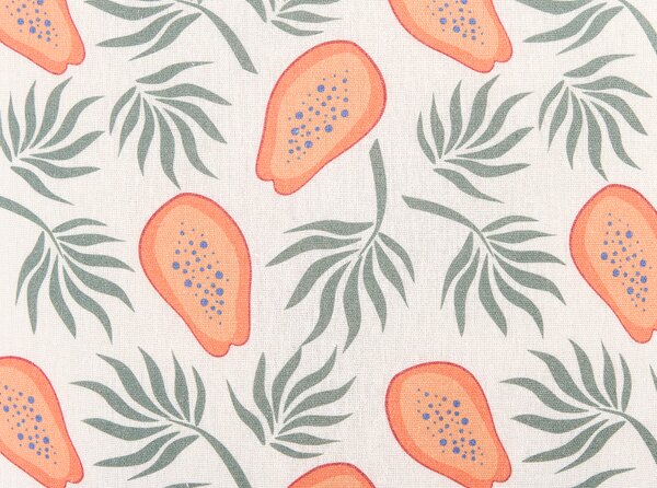 Sada 2 dekoratívnych vankúšov oranžová a zelená polyester 45 x 45 cm vzor papáje štvorcový letný motív dekoračný doplnok