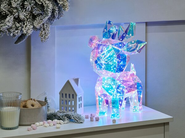 LED dekorácia viacfarebná PET vianočný sob sezónna bytová dekorácia so svetielkami