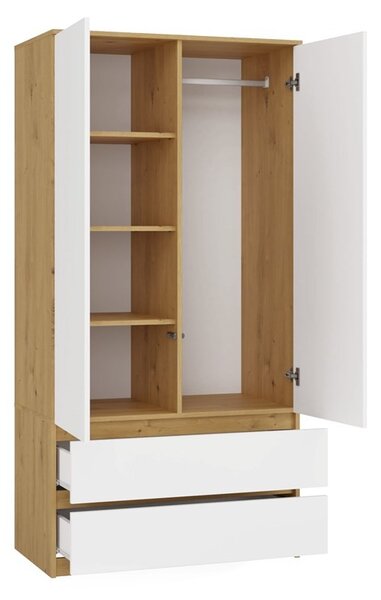 TP Living Šatníková skriňa MALWA I 90 cm dub artisan/biela