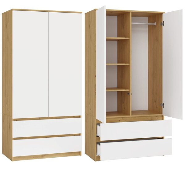 TP Living Šatníková skriňa MALWA I 90 cm dub artisan/biela