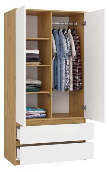 TP Living Šatníková skriňa MALWA I 90 cm dub artisan/biela