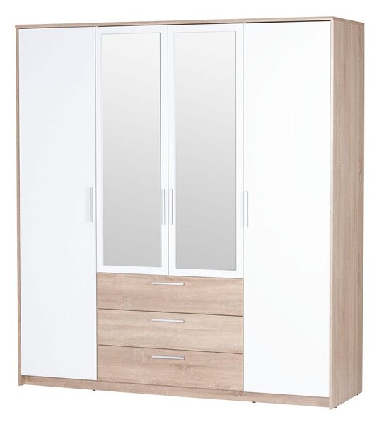 Szynaka Šatníková skriňa Milo 02 187 cm dub sonoma/biela