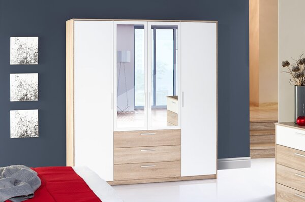 Szynaka Šatníková skriňa Milo 02 187 cm dub sonoma/biela