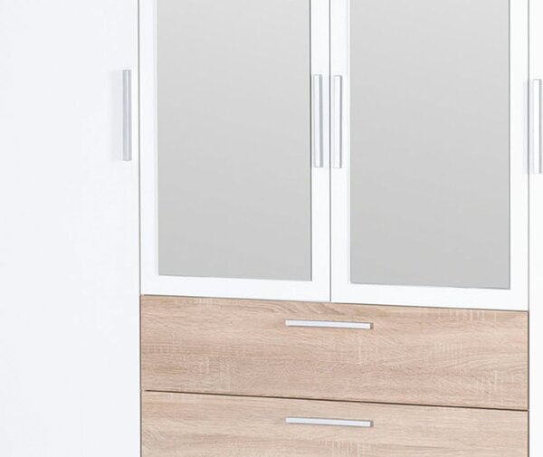 Szynaka Šatníková skriňa Milo 02 187 cm dub sonoma/biela